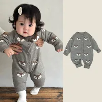 6687 Baby Clothes 2025 Autumn and Winter New Boy's Knitted Jumpsuit Super Cute Cartoon Animal Baby Girl's Climbing Clothes