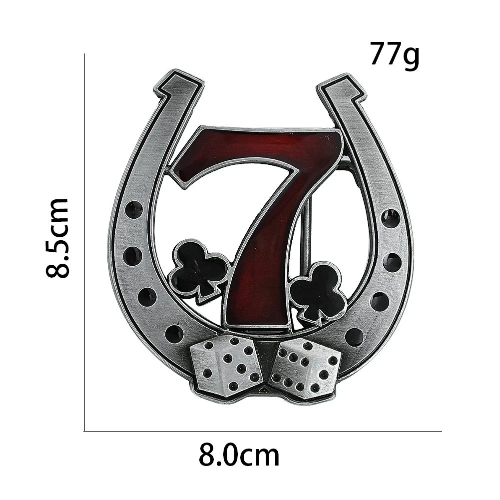 Alloy Equestrian Belt Buckle Lucky Number 7 Plum Pattern Dice Logo Western Cowboy Waistband Clasp Men\'s Jeans Accessories