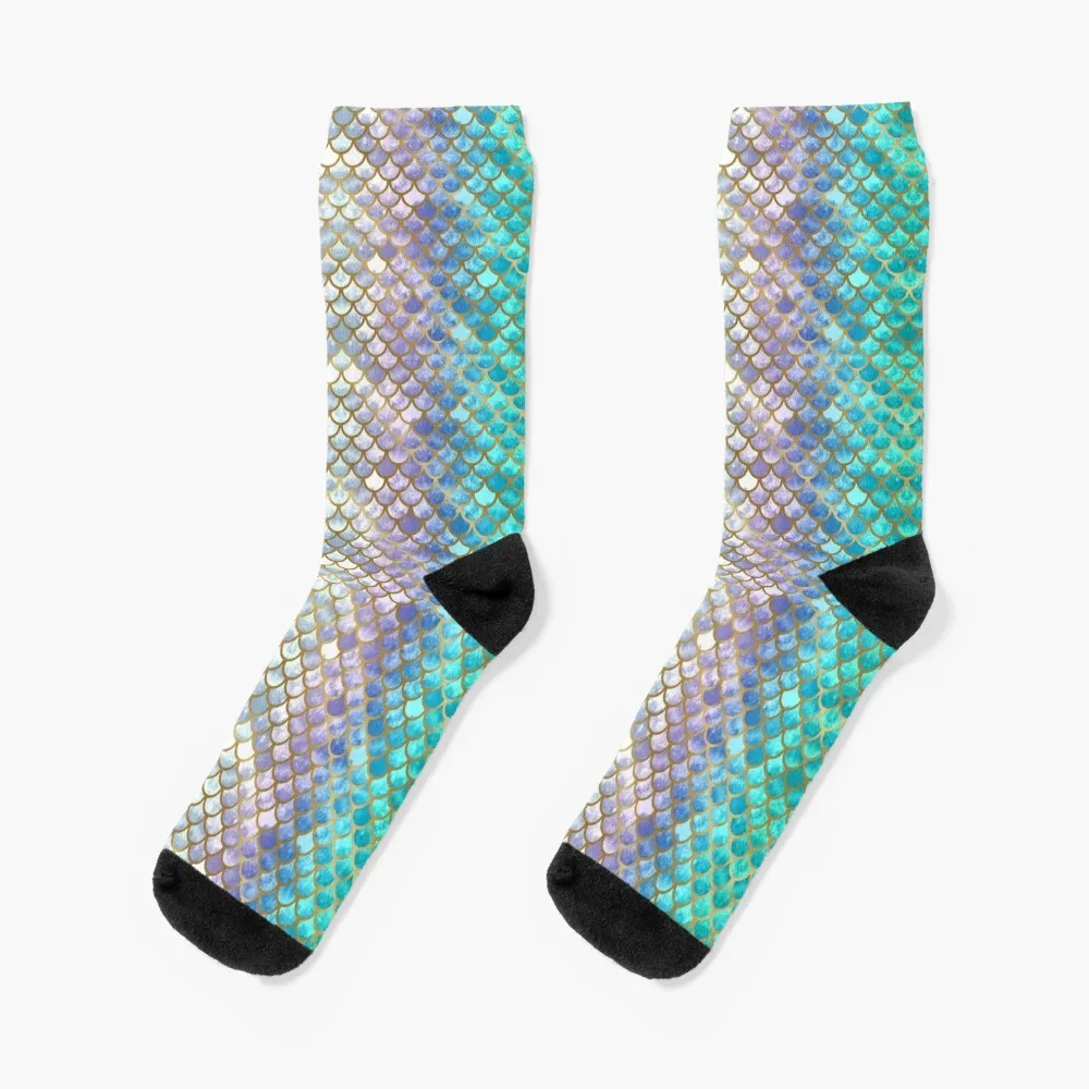 Pretty Mermaid Scales 38 Socks hip hop gifts Socks For Men Women's