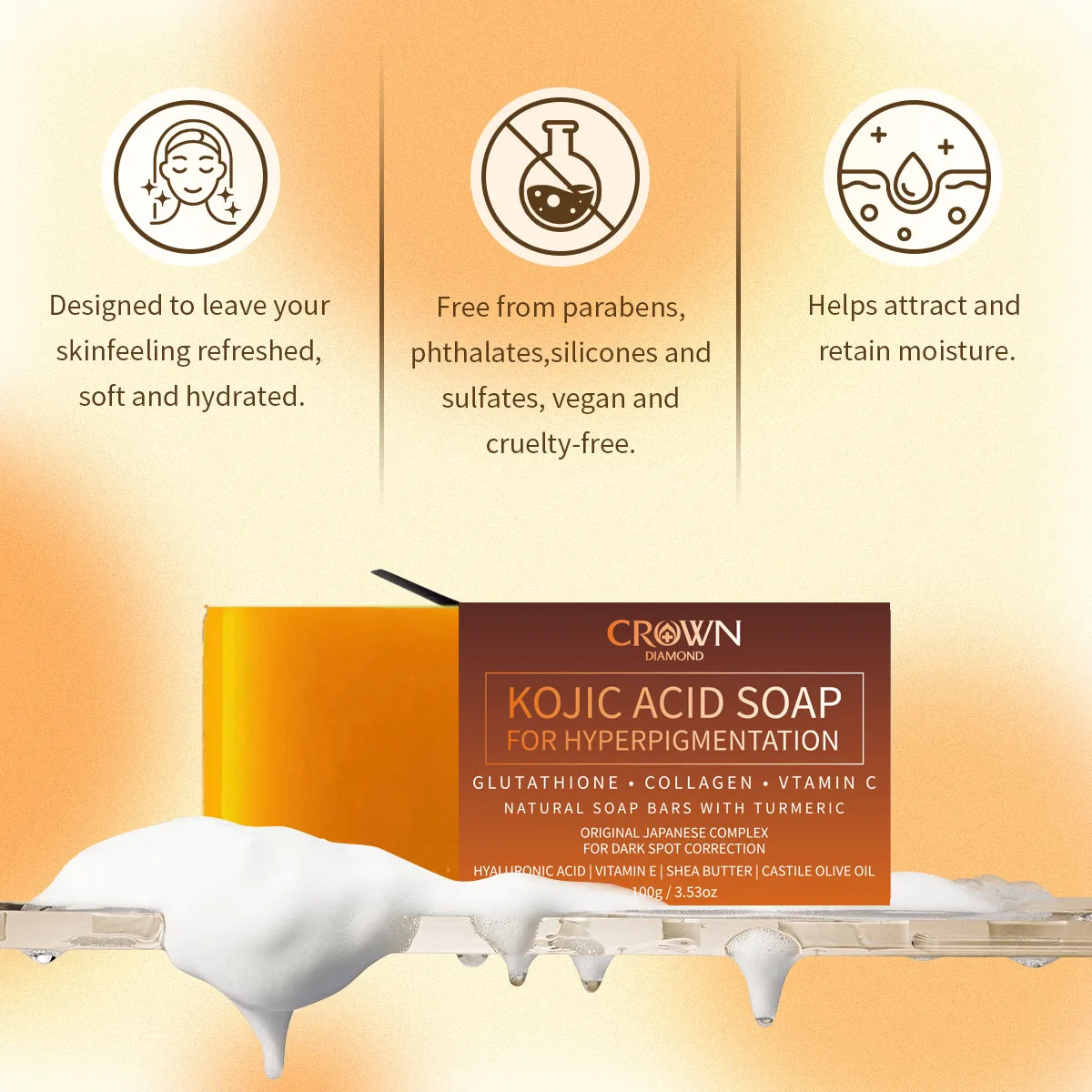 Kojic Acid Soap Whitening Handmade Bleaching Acid Glycerin With Vitamin C Deep Cleaning Skin Cares