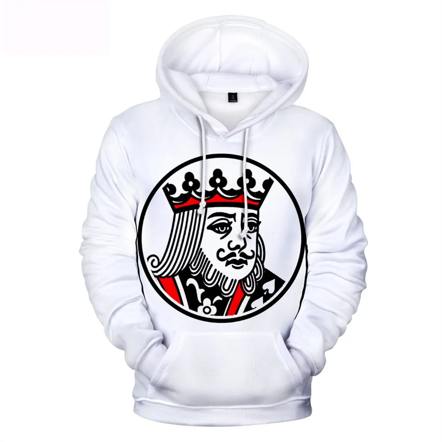 Fashion Trendy Playing Cards Poker A K 3D Hoodies Sweatshirts Boys/Girls Long Sleeve Sweatshirt Adult/Child KING QUEEN Pullovers