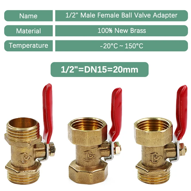 1Dcs 1/2 "Női X Férfi Szál Mini Sárgaréz Gömb Szelep Tömlő Adapter Gyors Csatlakozó Csatlakoztatása Javítás Az Öntözés Megállítja A Vizet - Image 2