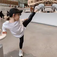 2024 Summer Autumn Girls Yoga Pant Baby Kids Skinny Casual Pencil Pant Toldder Ankle Length Sports Trousers 2