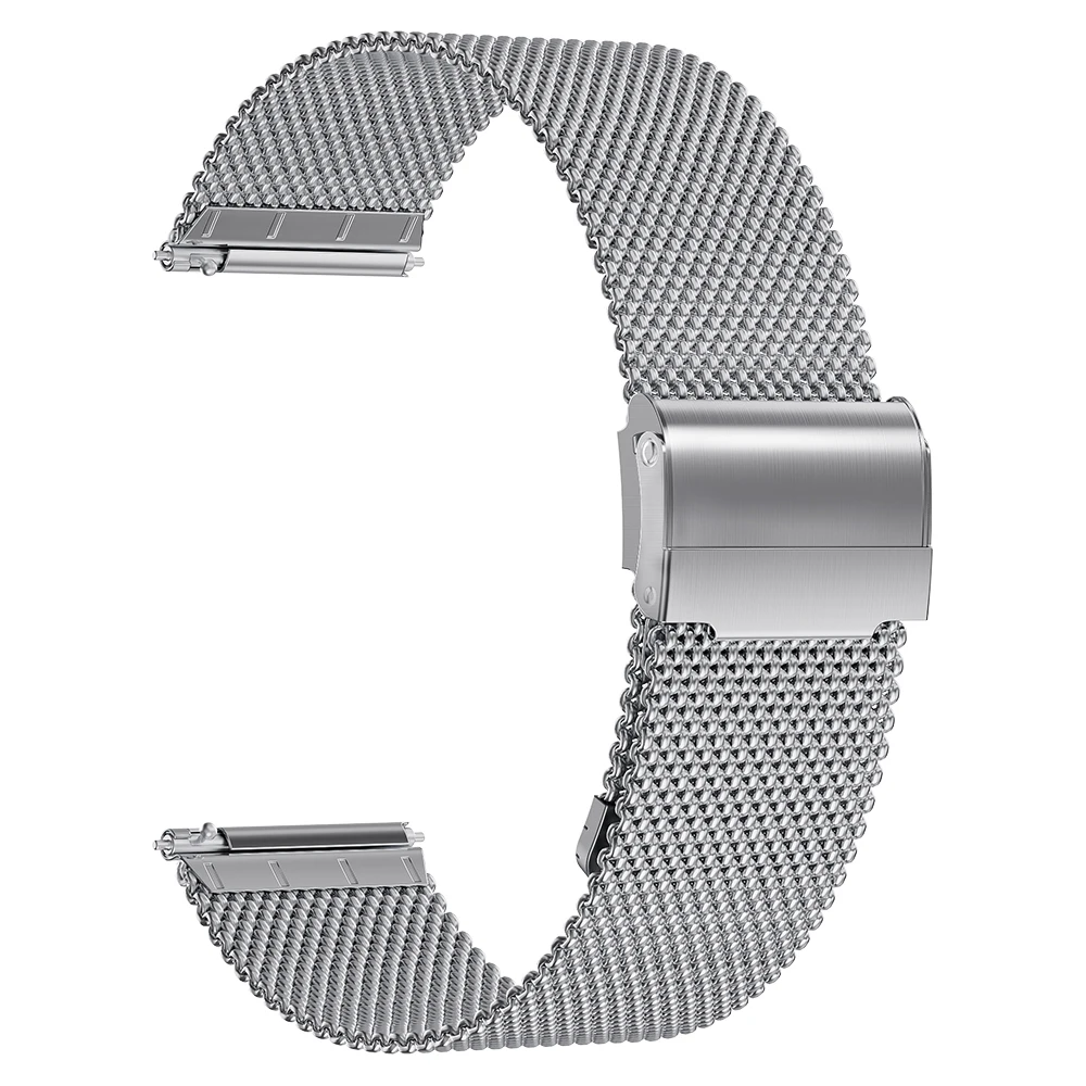 Sleek Silver Milanese Mesh Metal Wristband Strap