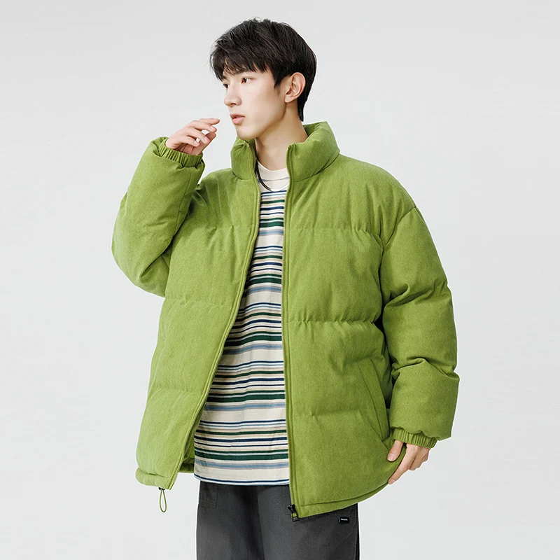 Men's Padded Jacket Corduroy Jacket Winter Stand Collar Zip-up Windbreaker Waterproof Outerwear Unisex Vintage Warm Parkas 2023