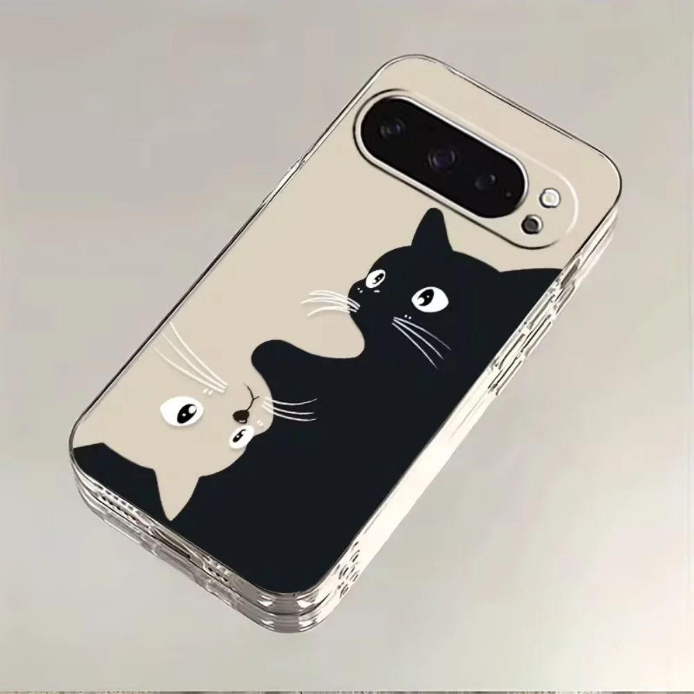 Black and White Cat Print Transparent Lightweight Phone Case Back Cover