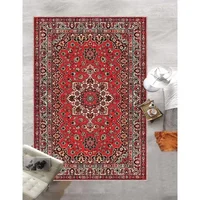 Retro Red Persian Carpet Abstract Ornament Rug Red Turkish Rugs Oriental Bohemian Rug for Living Room Bedroom Non Slip Floor Mat 1