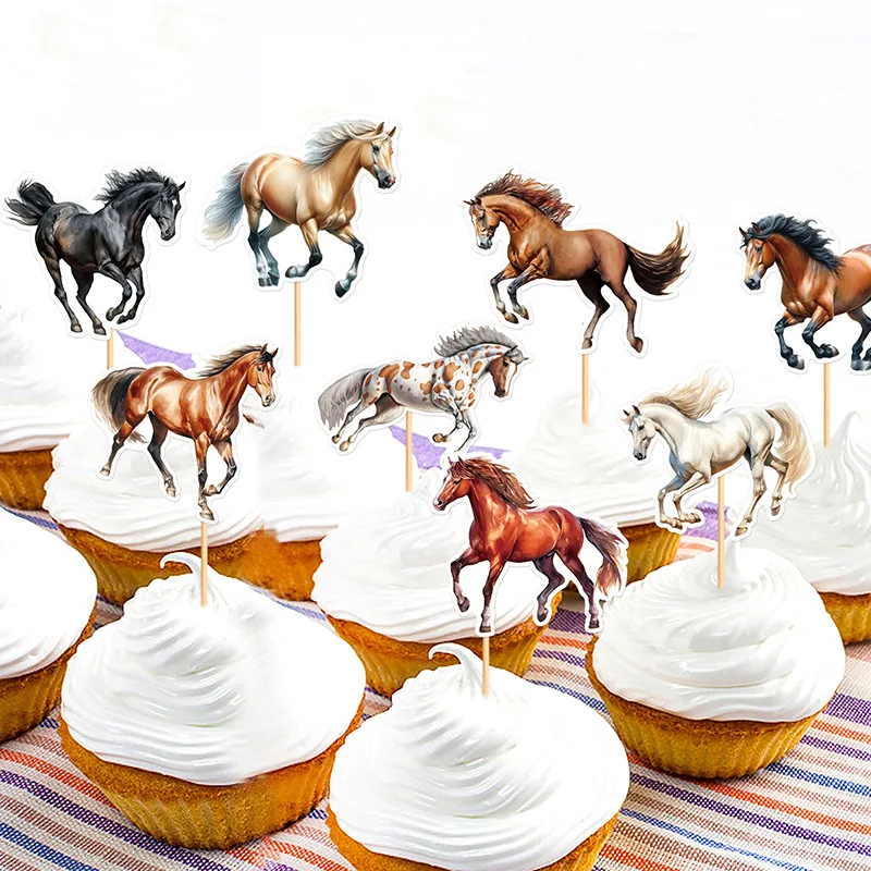 Animal Cake Topper Horse Racing Theme Happy Birthday Wedding Kids Boy Party Baby Shower Cupcake Decoration Baking Supplies DIY cake topper cake toppers
