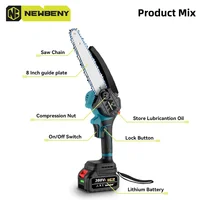 NEWBENY 8 Inch Brushless Cordless Oil Electric Chain Saw Handheld Rechargeable Woodworking Cutting Tool For Makita 18V Battery 2