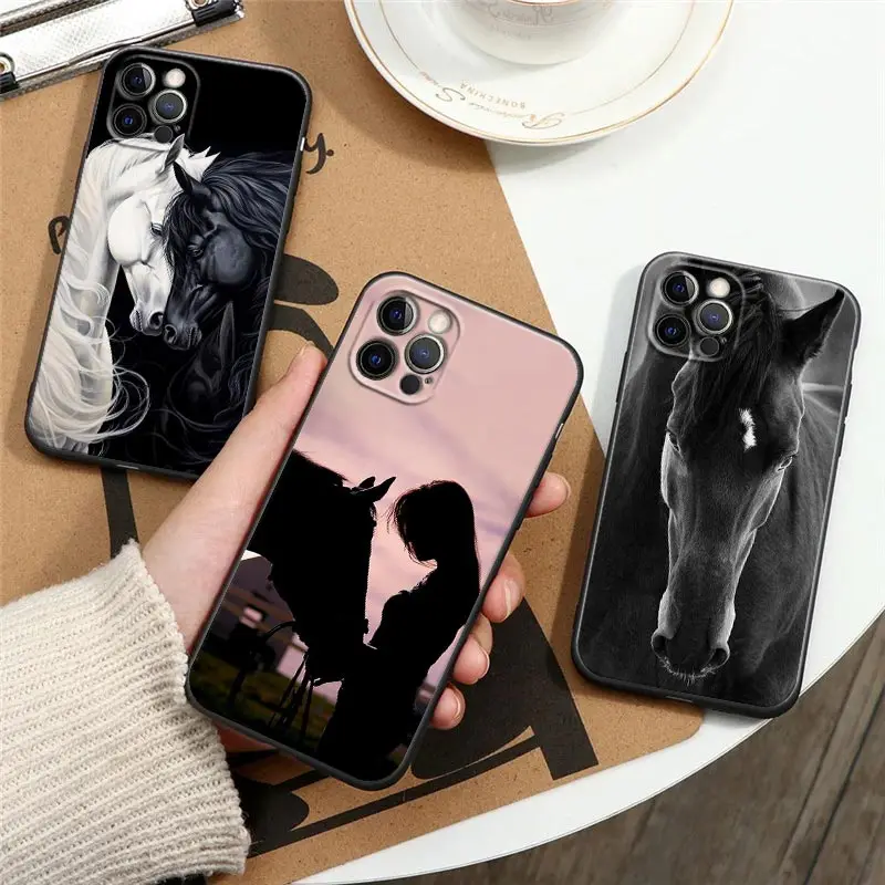 Horse Girl Black Horses Silicone Phone Case Cover