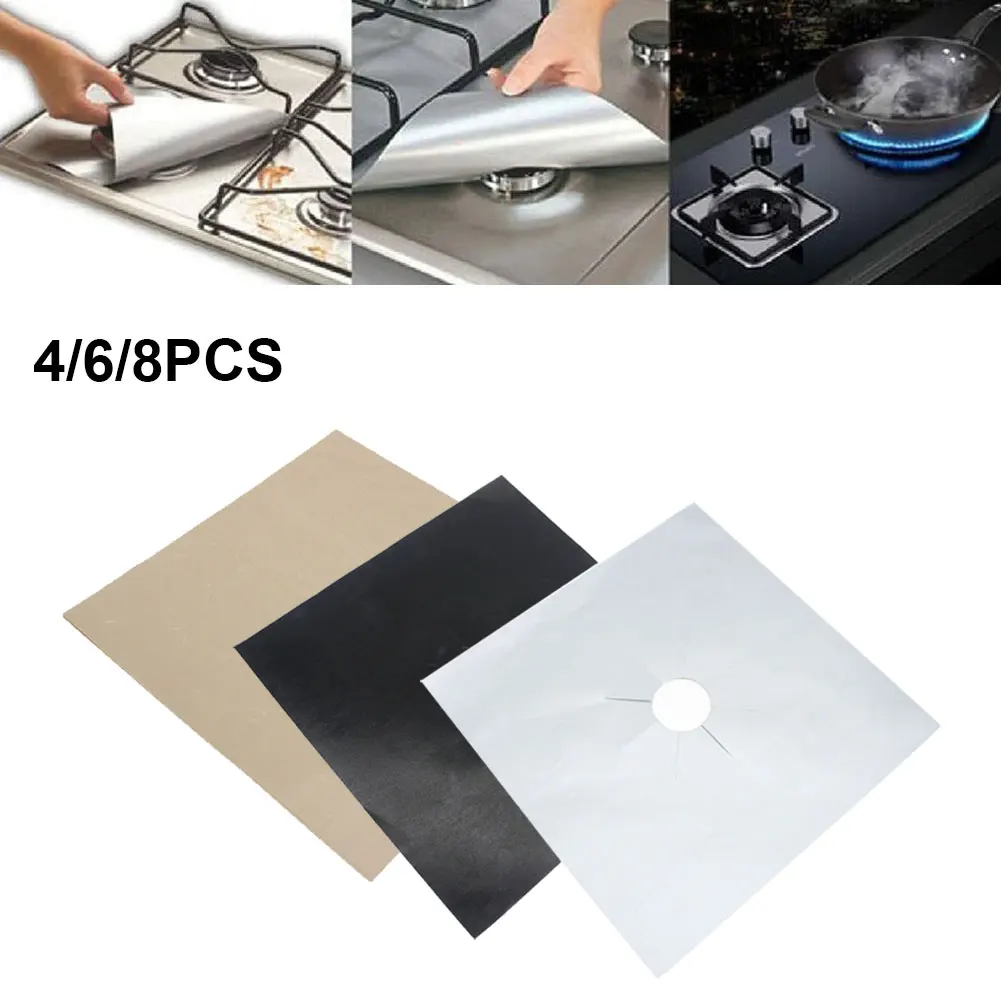 4/6/8Pcs Reversible Gas Hob Protector Non Stick Reusable Stove Liner