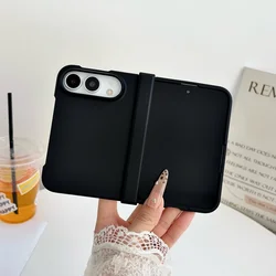 Duo Solid Color Matte Finish Shockproof Phone Case with Hinge Protection - iPhone Duo (Black)