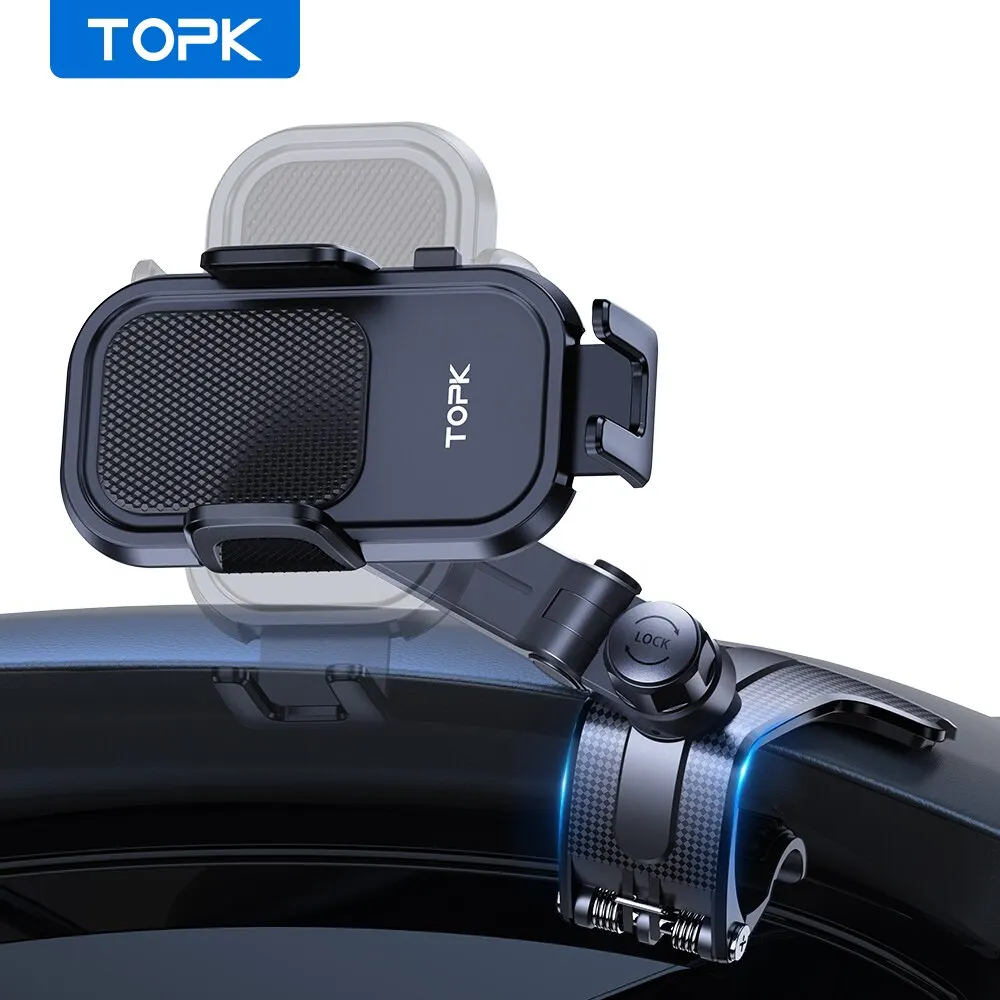 TOPK Autotelefonhalterung für Armaturenbrett [Mehrwinkel und stabil] Verstellbare Handy-Autotelefonhalterung, rutschfester Silikonclip für Smartphone – Detail 1