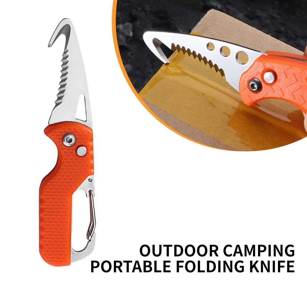 1pcs Outdoor Camping Portable Folding Knife Express Package Knife Gift Keychain Serrated Hook Carryon Survival Tool Box folding knife camping knives