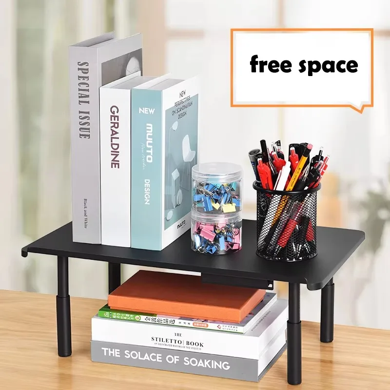 Eary Metal Monitor Screen Stand Riser With Phone Holder Adjustable Height Computer Stand Laptop Bracket Office Desk Accessories