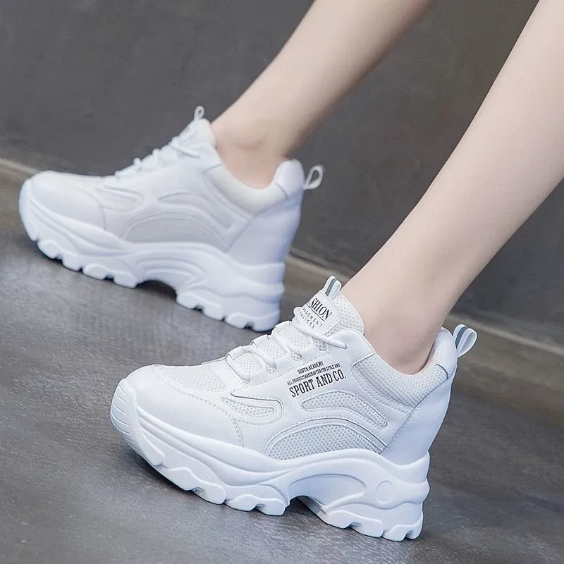 Sneakers Women Height Increase Platform Running Shoes Breathable Soft Sport Wedge Footwear 6985
