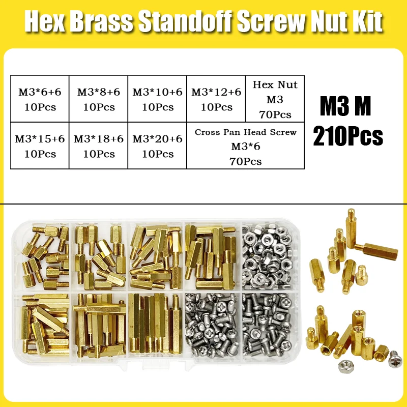 Uxcell 20-Pack M3 Brass Hex Standoff Spacers – 15mm Female + 6mm Male Thread, PCB Mounting Pillars, Gold Tone