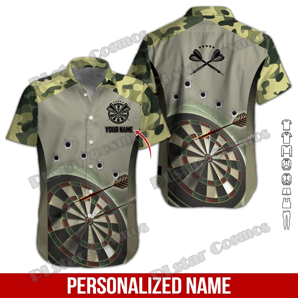 Personalized Name Darts Player 3D Printed Men's Hawaiian Shirt Summer Beach Short sleeve shirt Unisex Casual Tee shirts SH02 6
