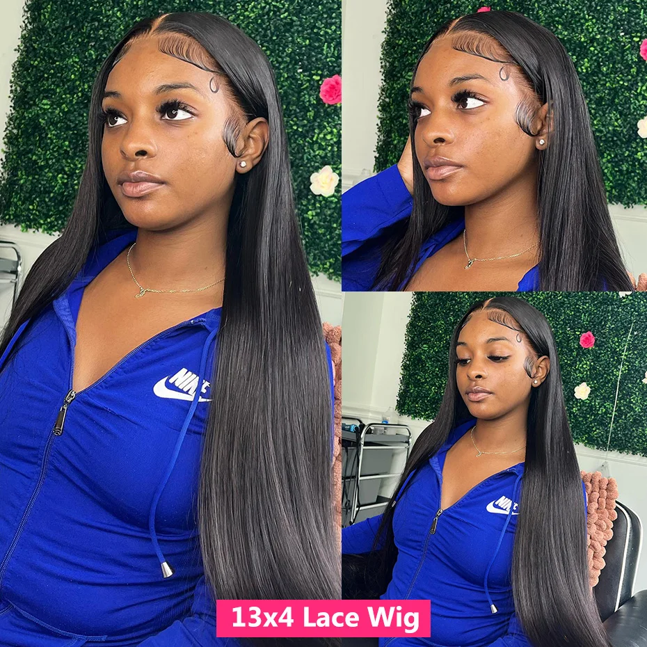 Lace Front Human Hair Wigs 360 13x6 Lace Frontal Wig Human Hair Pre Plucked Brazilian Straight 30 Inch 4x4 Closure Wig Gabrielle