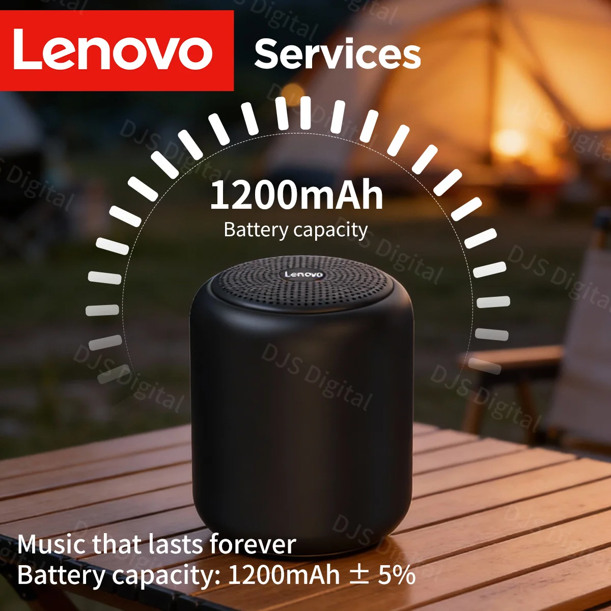 레노버 1200mAh 배터리 컴팩트 서브우퍼, IPX4 방수 360 ° 서라운드 사운드, 휴대용 블루투스 5.4 스피커 (야외 및 가정용)