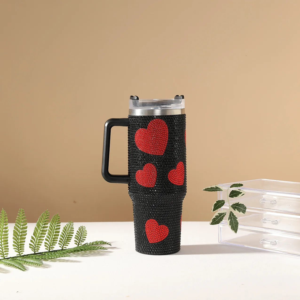 Strass Tumbler Blinged Edelstahl Kaffeetasse Handgemachte Flasche Thermo Vakuum Mosaik Kreuzstich Weihnachtsmithelfer – Detail 8