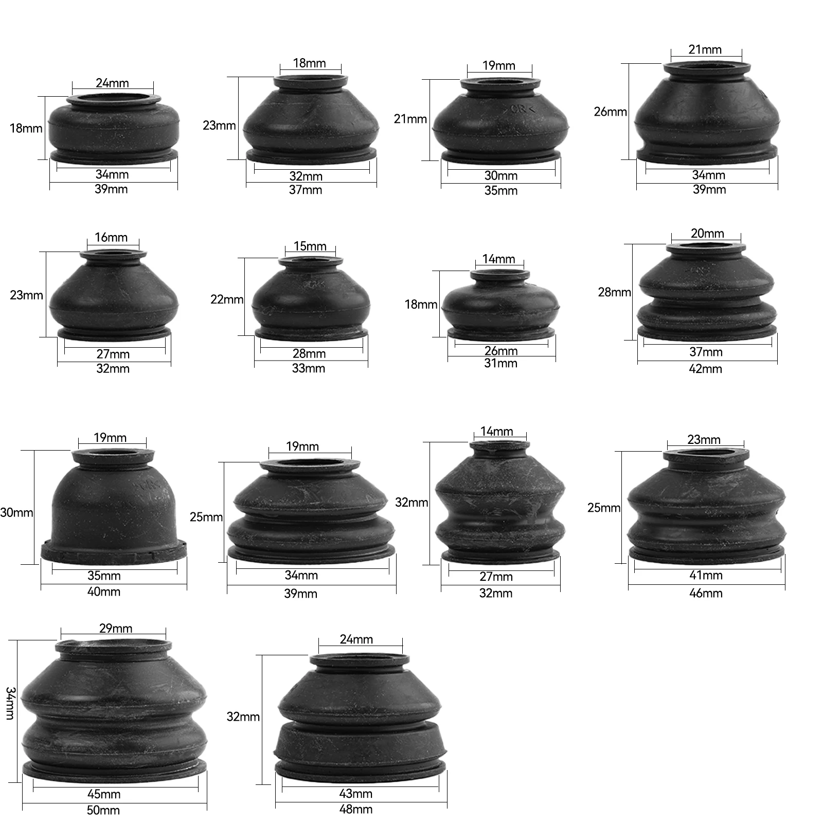14x Universal Ball Joint Turn Rods Rubber Boot Dust Cover Replacement Control Arm Protector car suspension parts atv ball joints Car Suspension Steering Accessories