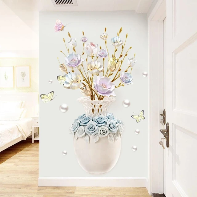 Embellissez votre maison avec un autocollant mural vase 3D plante