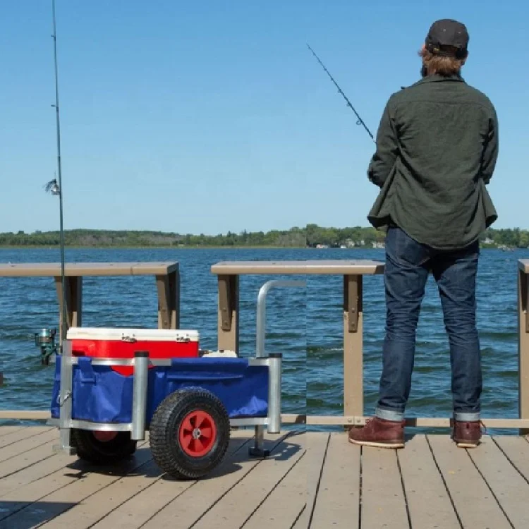 Outdoor Camping Beach Foldable Folding Fishing Aluminium Balloon Wheels  Wagon Trolley