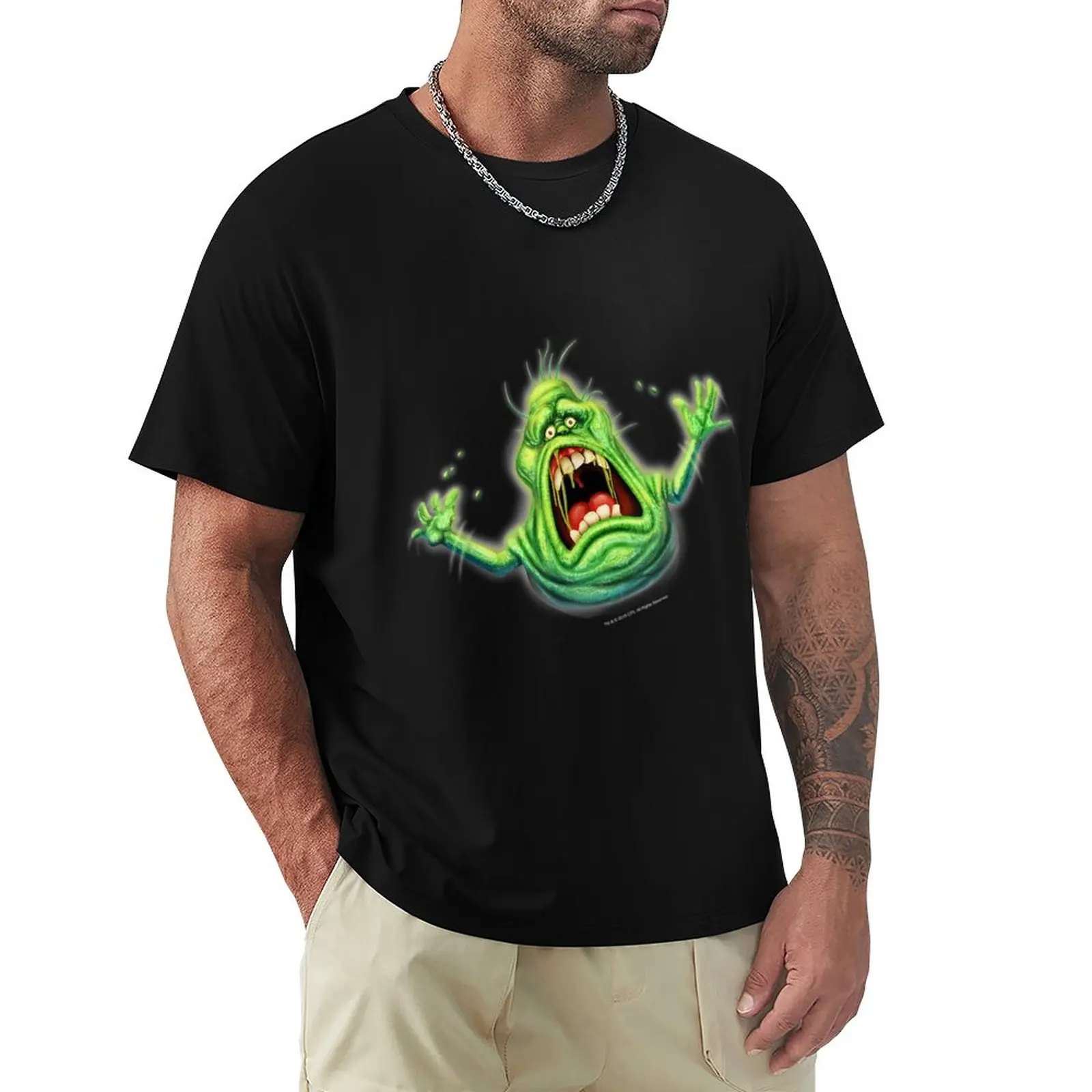 Ghostbusters Slimer Blending Portrait T-Shirt Blacks Plus Size Top Mens Graphic T-Shirt Pack