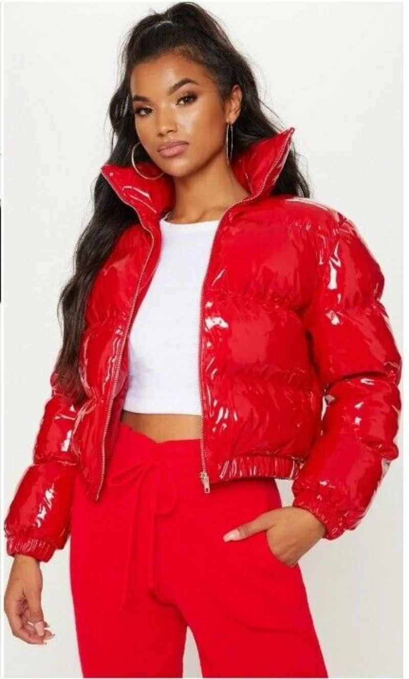 Fashion 2023 Women's Autumn and Winter Solid Color Zipper All-match Thickening Short Padded Jacket Women's Long-sleeved Jacket