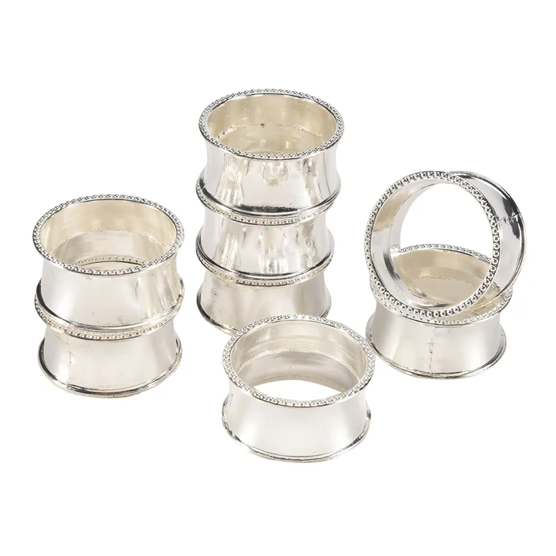 A68P-8 piezas de anillo para servilleta con cuentas de aleación de Zinc, hebilla para servilleta delicada (plateada)