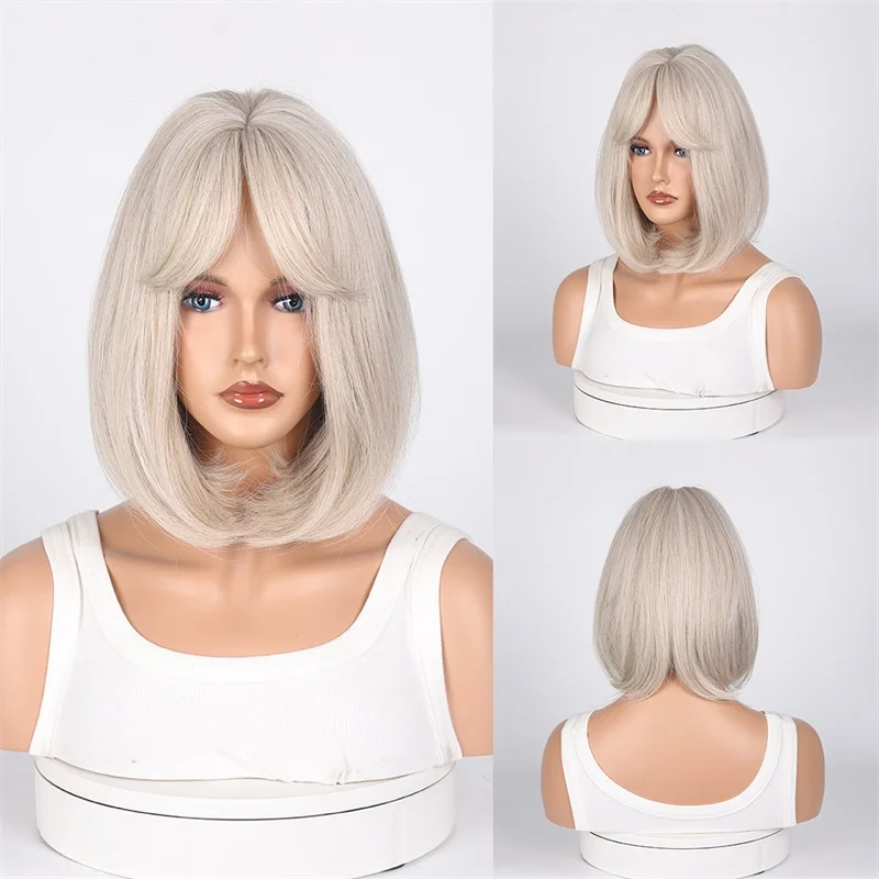

35CM Middle Part Wig Female Party Cosplay Costume Wigs Hair Heat Resitant Synthetic Fiber Peluca