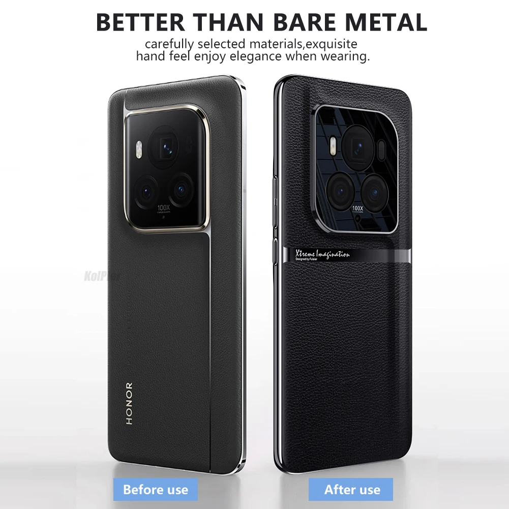 Leather Hard Shockproof Case with Lens Protection & Plating Finish
