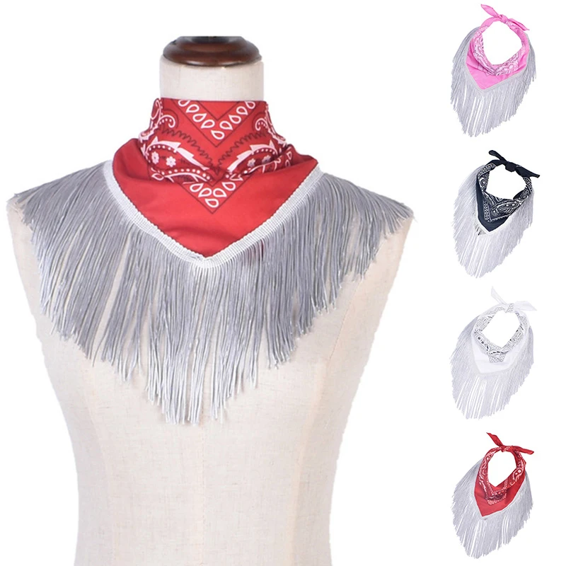 

Rhinestone Fringe Bandana women Versatile Turban Headscarf Party Disco Embellished Bandana Cashew Pattern Hip Hop Rock Bandana
