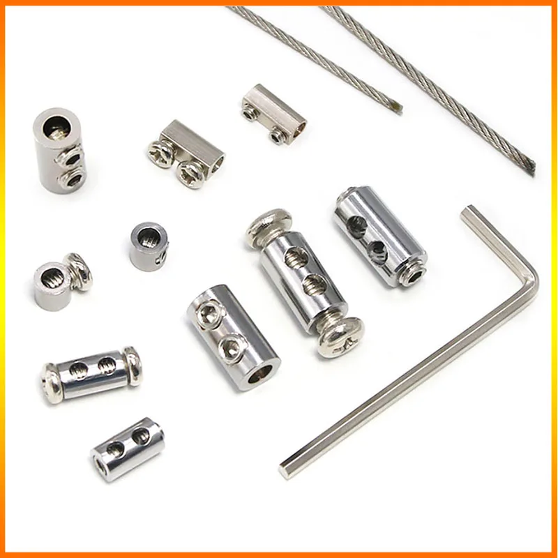 Wire Rope Clamps Buckle DIY Double Hole Thread Lock Wire Rope Fixing Parts Lighting Hanging For 1/2mm Hardware Accessories