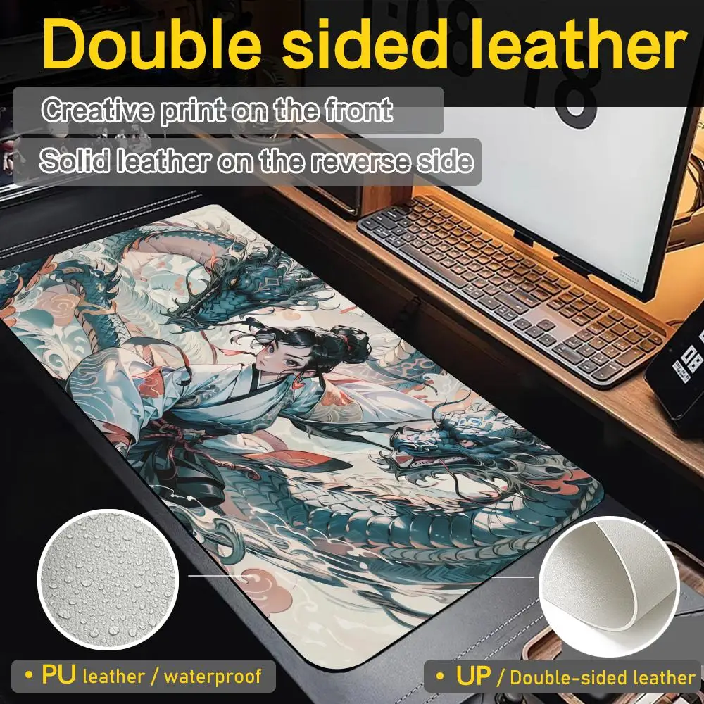 

Chinese Wind Yin Yang Bagua Leather Mouse Pad Double-sided Waterproof Soft Durable Comfortable Touch Desk Mat Large Mousepad