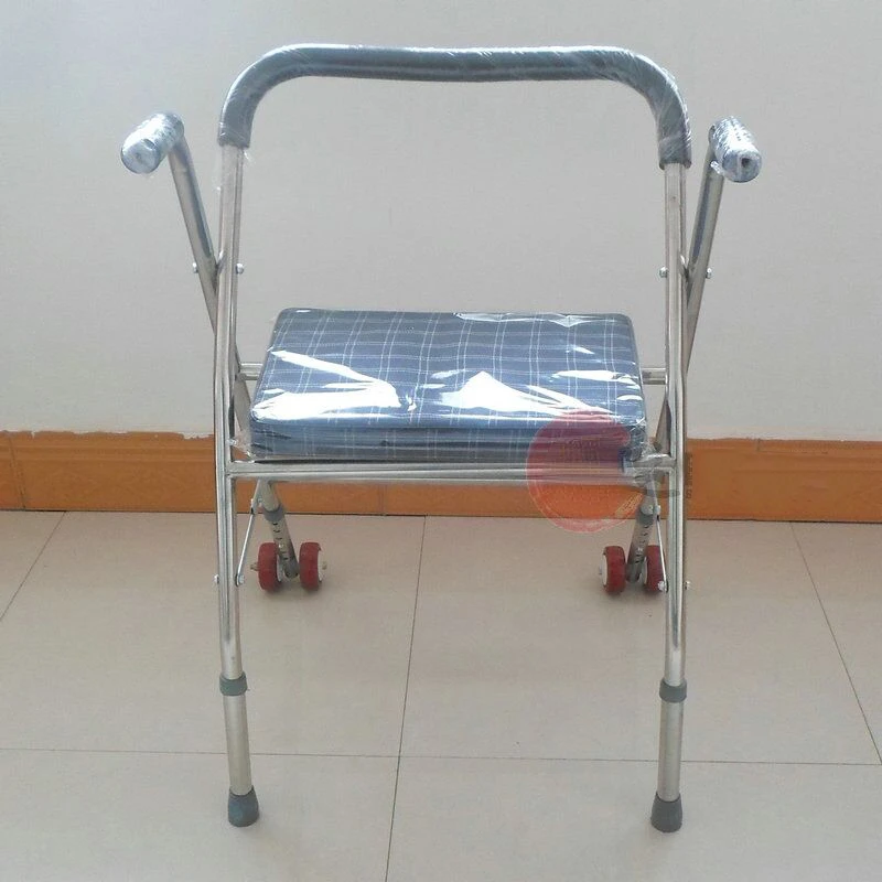 Foldable Cane Chair for Elders - Four-Legged Walking Stick with Wheels, Portable Outdoor Seat, Elderly Rest Solution 4