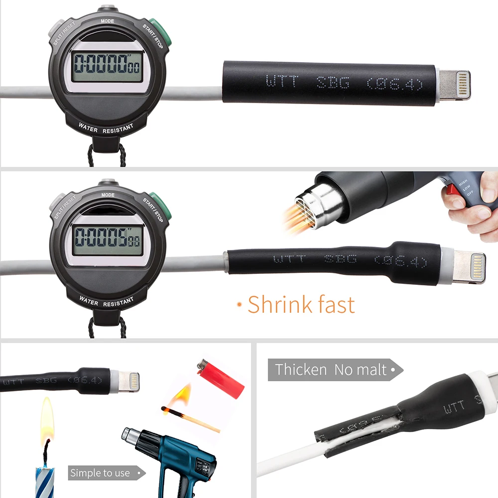 300Pcs 3:1 Heat Shrink Tubing Kit with Glue Dual Wall Tubing Diameter 2.4/3.2/4.8/6.4/7.9/9.5/12.7mm Adhesive Lined Sleeve Wrap
