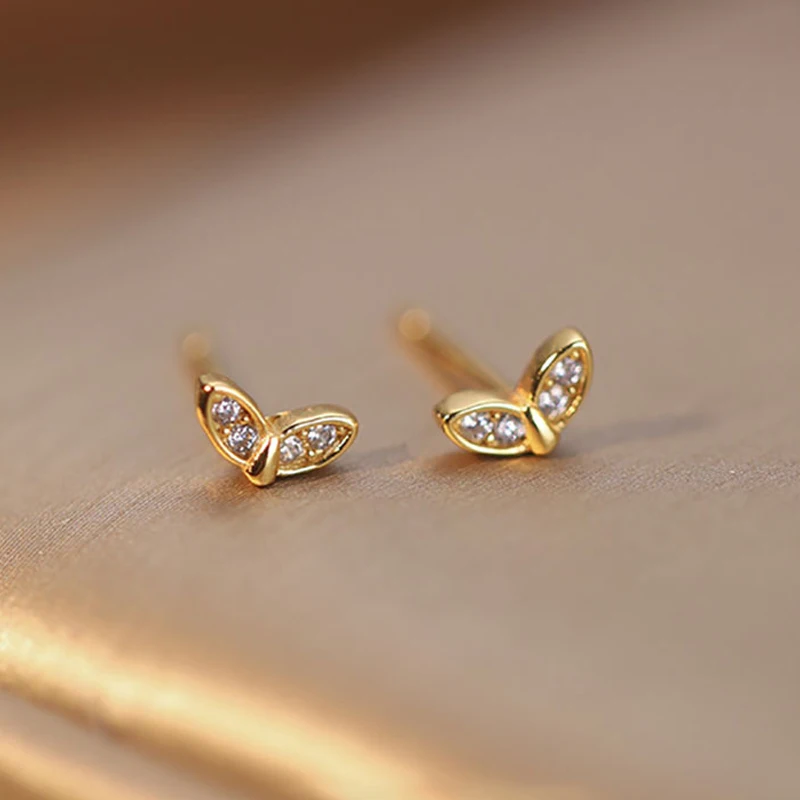 

Super Shiny Leaf Zircon Stud Earrings for Women Delicate Fashion Mini 925 Sterling Silver Piercing Party Jewelry Girls Gifts