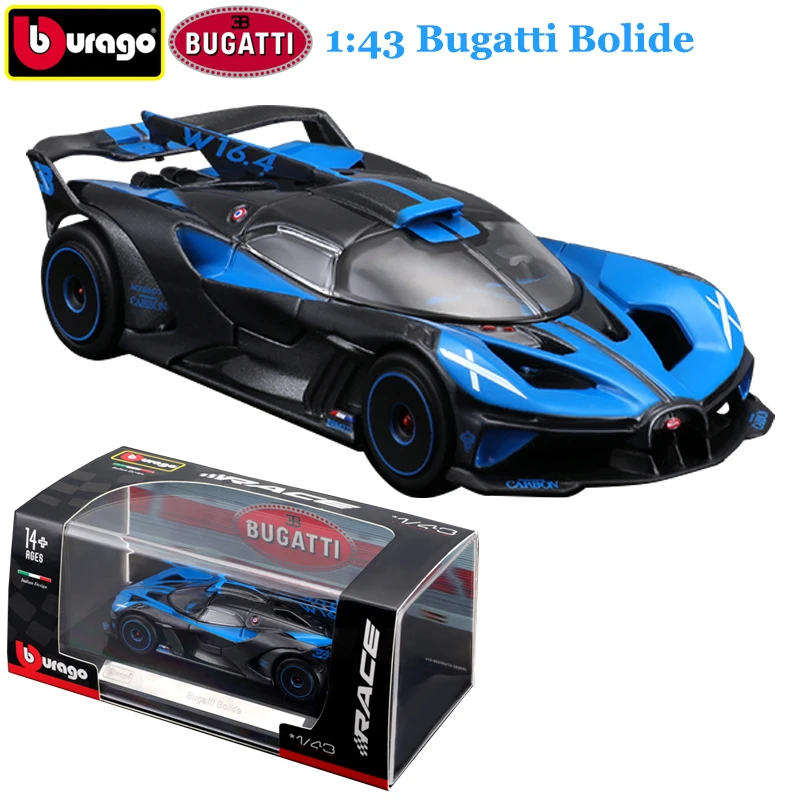 Bburago 1:43 Bugatti Bolide Cars Model Alloy Luxury Vehicle Diecast Pull Back Cars Toy Collection Gift For Adults Children bburago 1 43 2022 f1 red bull racing rb18 1 verstappen 11 perez formula one alloy super toy car model christmas gifts adults