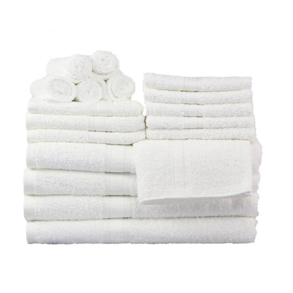 

18 Piece Bath Towel Set, Solid Cotton Towels with 4 Bath Towels, 4 Hand Towels & 10 Washcloths, soft and absorbent