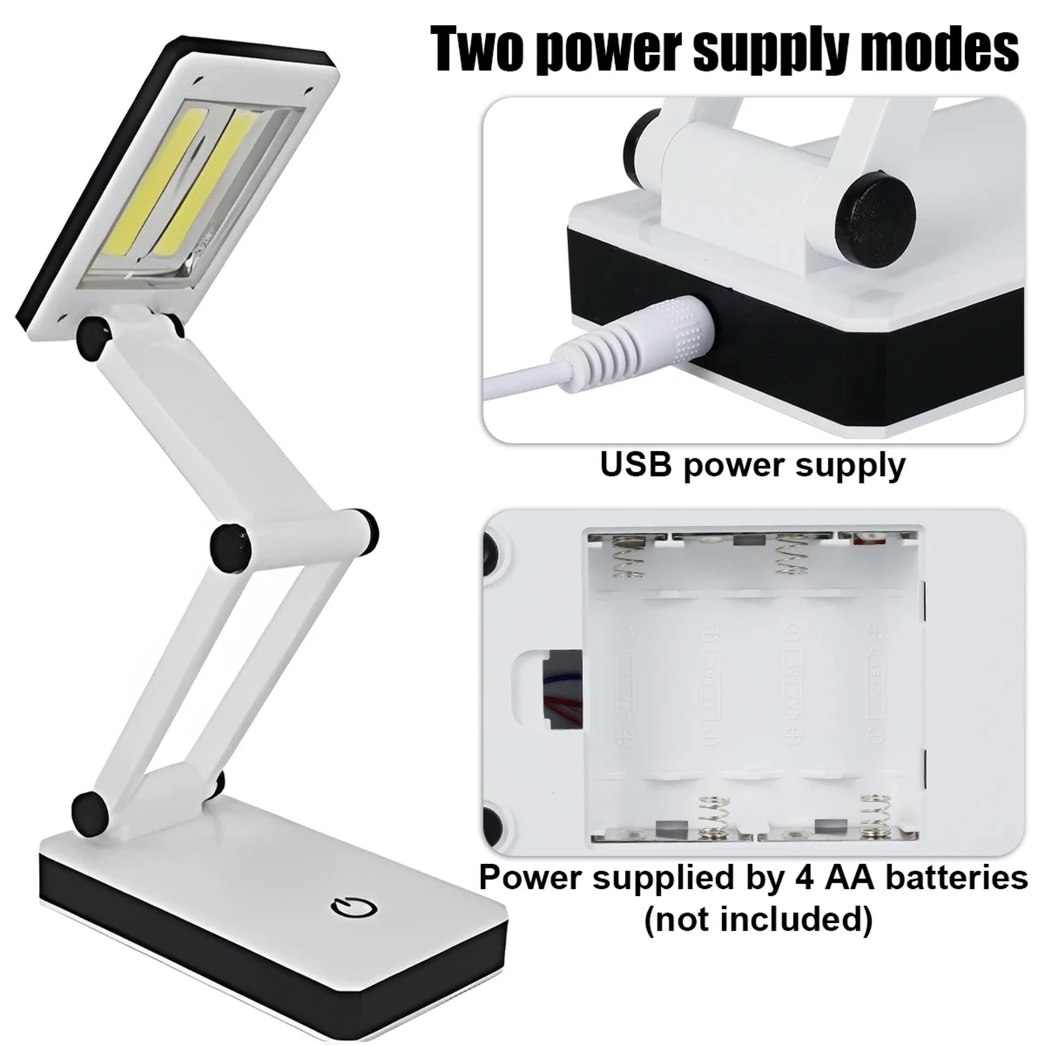 LED Desk Lamp Touch Dimmable USB/Battery Control Foldable Table Bedside Reading COB Night Light 2