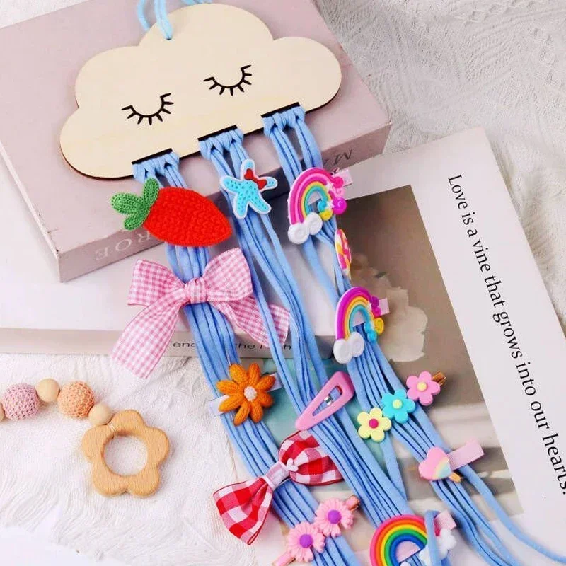 DIY Nordic Style Multicolor Solid Wood Cloud Style Accessories Princess Hairpin Hair Band Bow Storage Pendant Accessories Girls