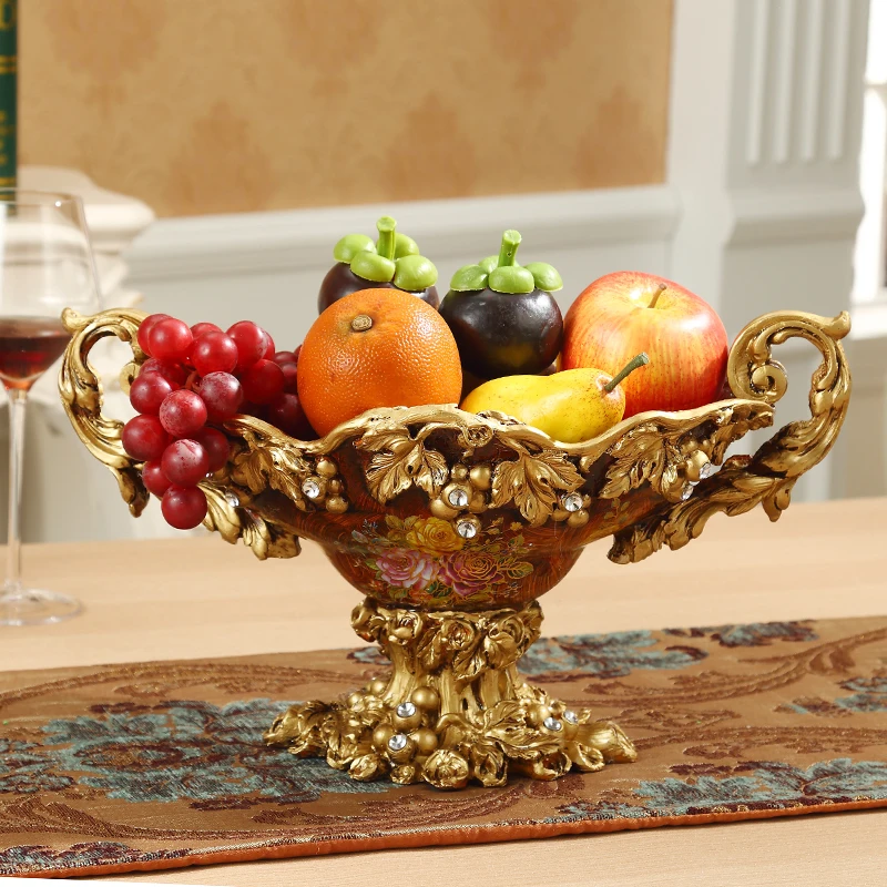 

European Luxury Fashion Fruit Plate Resin Ornaments Hotel Store Cafe Furnishing Crafts Home Dining Table Adornments Decoration