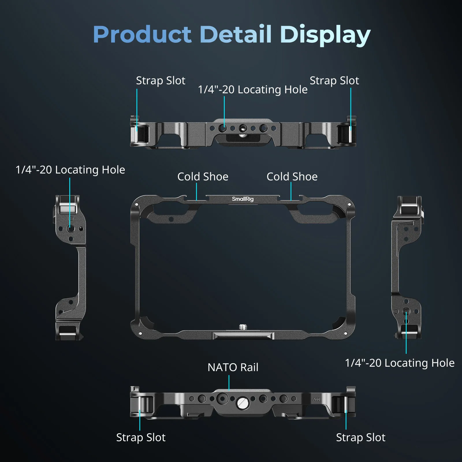 SmallRig モニターケージキット ATOMOS Shinobi II 用、サンフードと