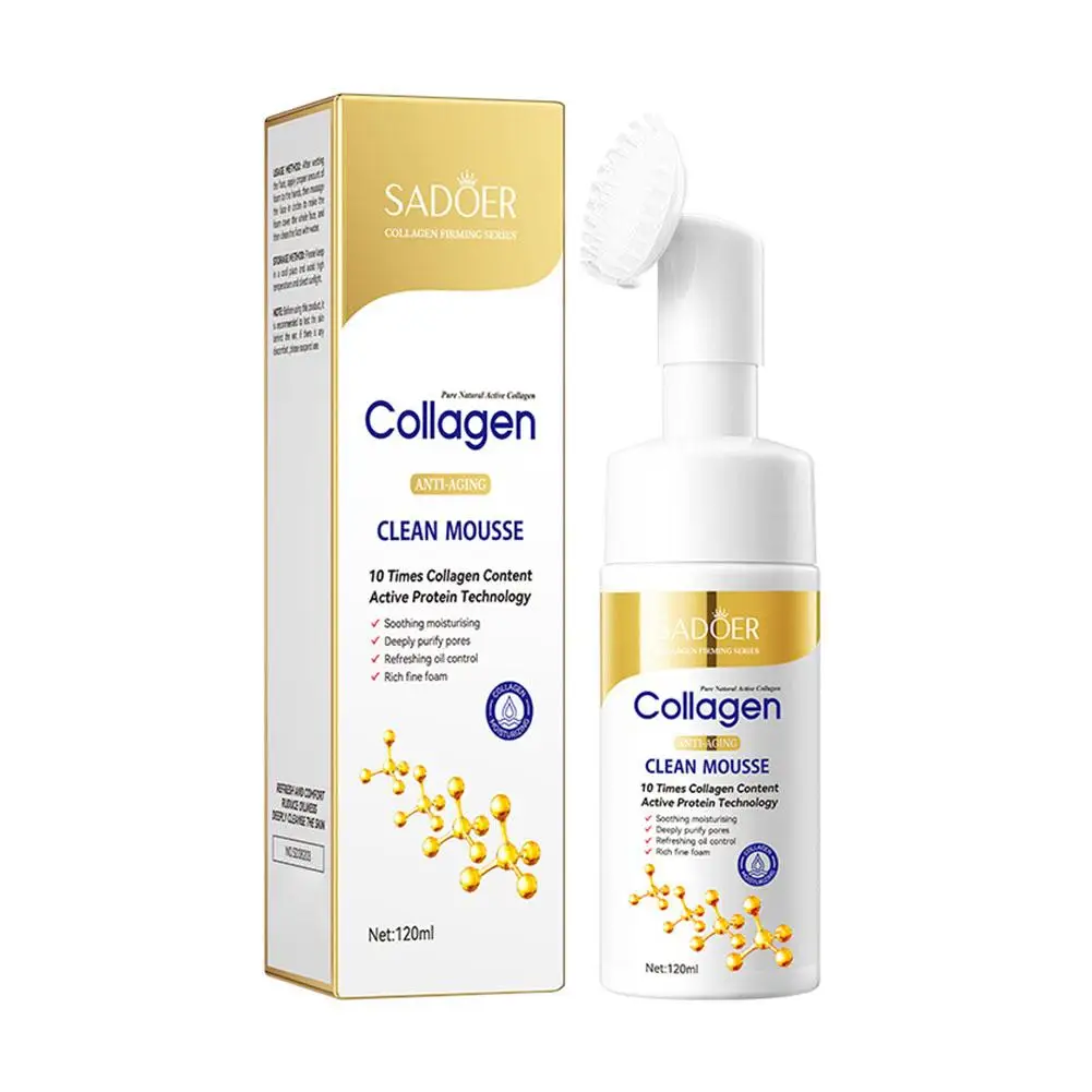 SADOER Collagen Facial Cleanser Mousse Deep Cleansing Skincare Moisturizing Firming Face Wash Foam Cleanser Skin Care Products facial cleanser