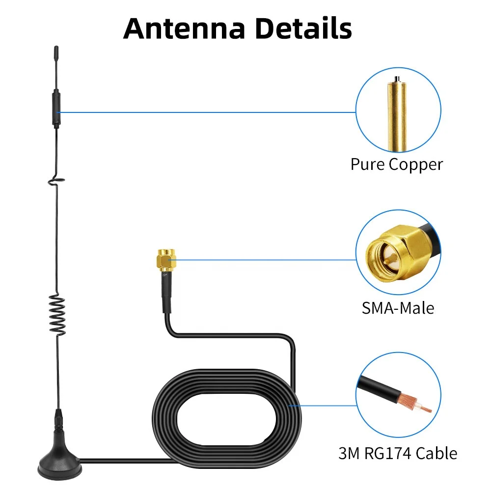 4G LTE 자기 안테나 700-2700Mhz 12dBi 고이득 이중 스프링 진동 장거리 ZTE 라우터 신호 증폭기용