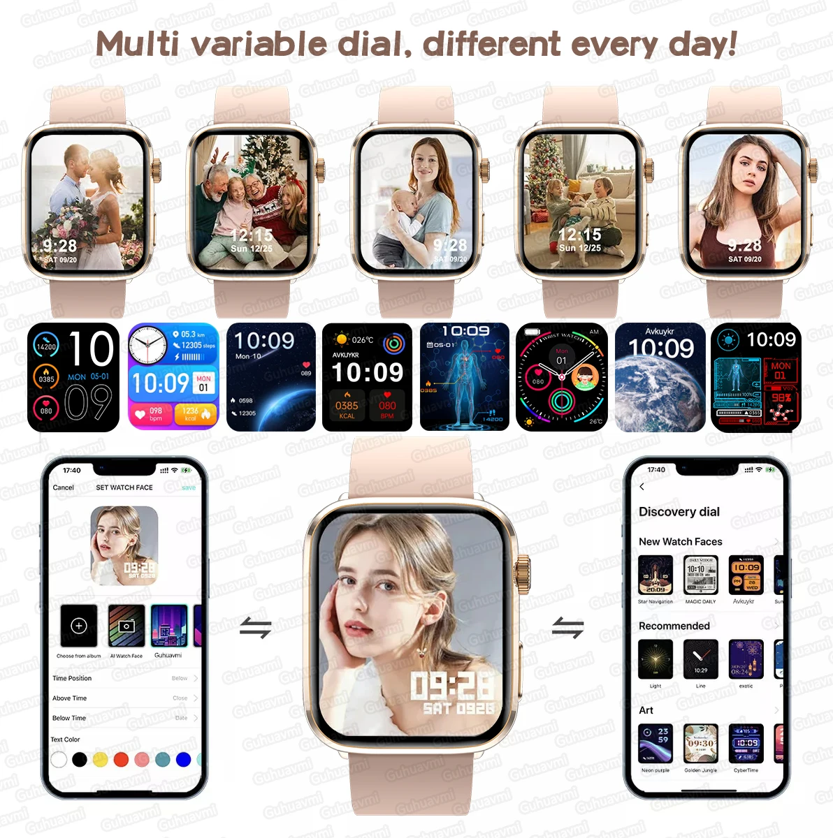 2025 New AI Diagnosis NFC Smart Watch Women 1.85 inch AMOLED Blood Pressure Heart Rate Blood oxygen BT call Smart watch For iOS 6