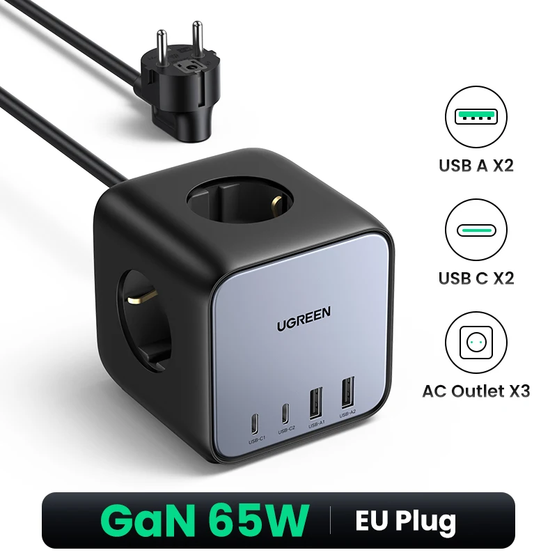 UGREEN DigiNest Cube 6 en 1 Multiprise USB 2 Prises avec 100W 4