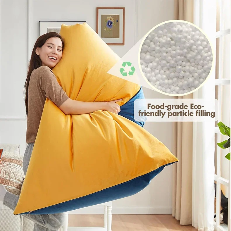 Large Velvet Sofa Bean Bags Portable Handle Foam Storage Bean Bag Chairs for Indoor and Outdoor Use